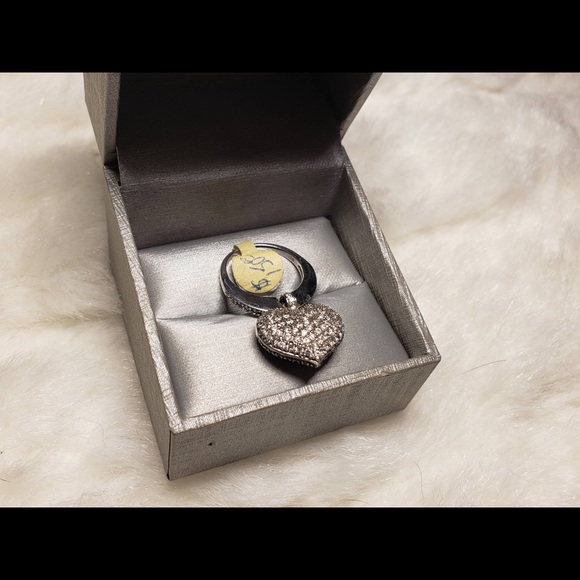 Silver 925 Women’s Crystal Heart Ring Size 7.5 - Picture 5 of 8